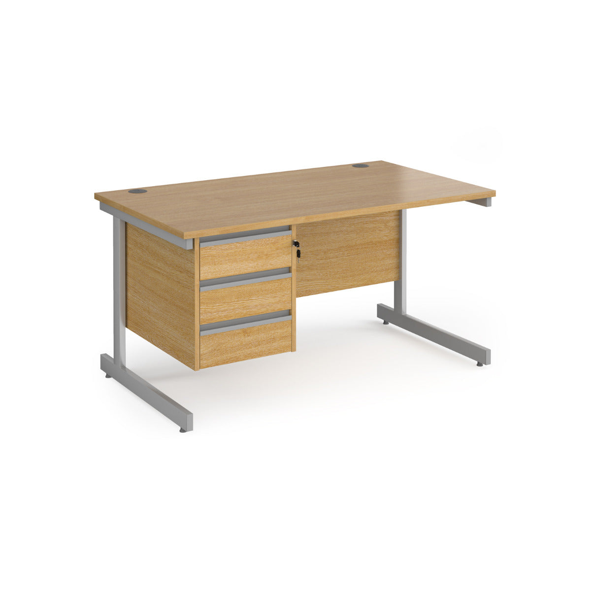 Contract Cantilever Leg Straight Office Desk with Three Drawer Storage